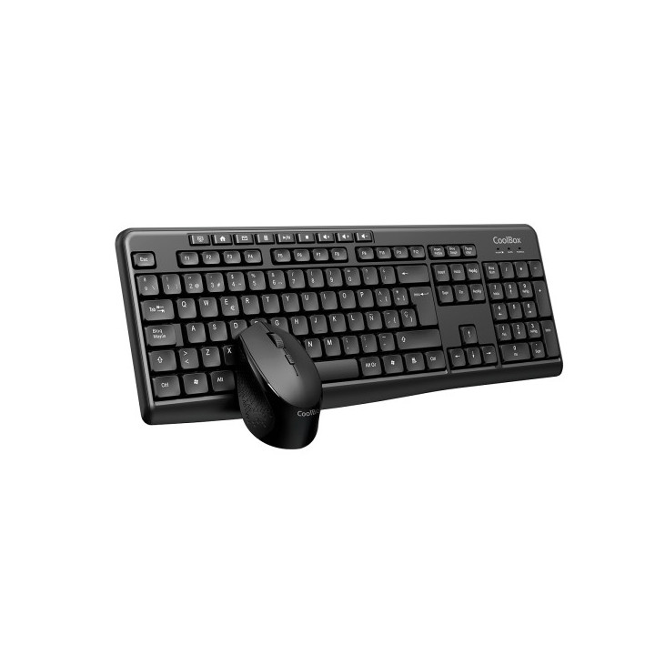 Coolbox COO-KTR-03W Pack de Teclado USB Inalambrico - Multimedia + Raton Optico USB Inalambrico 4 Botones