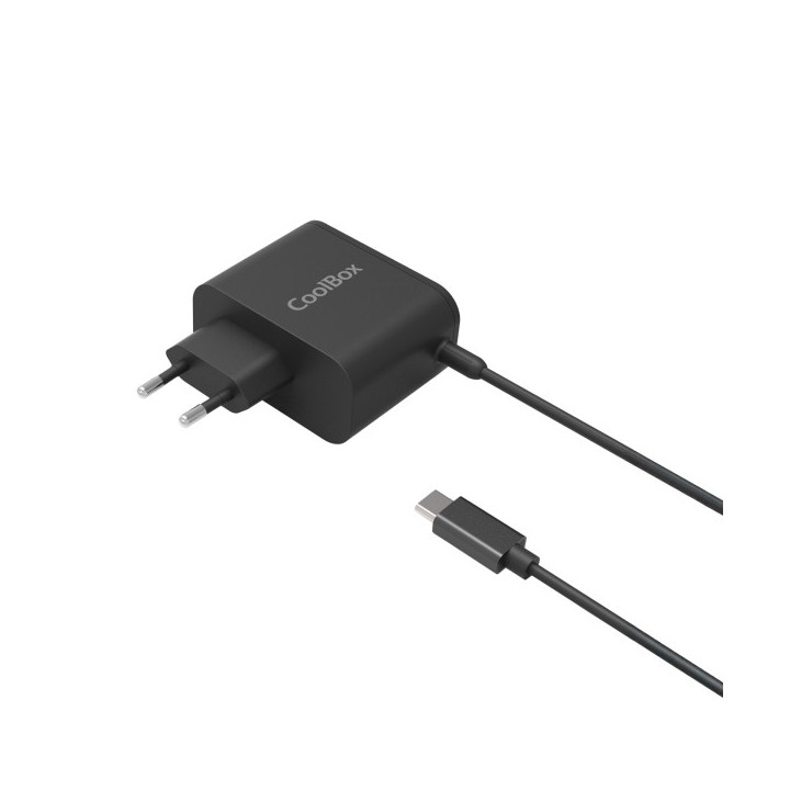 Coolbox Cargador Universal para Portatil 65W USB-C - Compatible con QC3.0 - Tecnología GaN - Cable de 1.20m