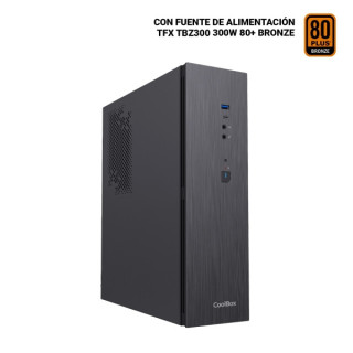 Coolbox T370-BZ Slim Caja Torre MicroATX - Tamaño Disco Soportado 2.5" - USB-A 3.2 Gen1