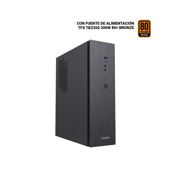 Coolbox T370-BZ Slim Caja Torre MicroATX - Tamaño Disco Soportado 2.5" - USB-A 3.2 Gen1