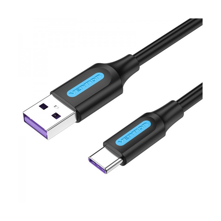 Vention Cable USB 2.0 Macho a USB-C Macho - 0.5m - 5A 100W 480Mbps - Color Negro