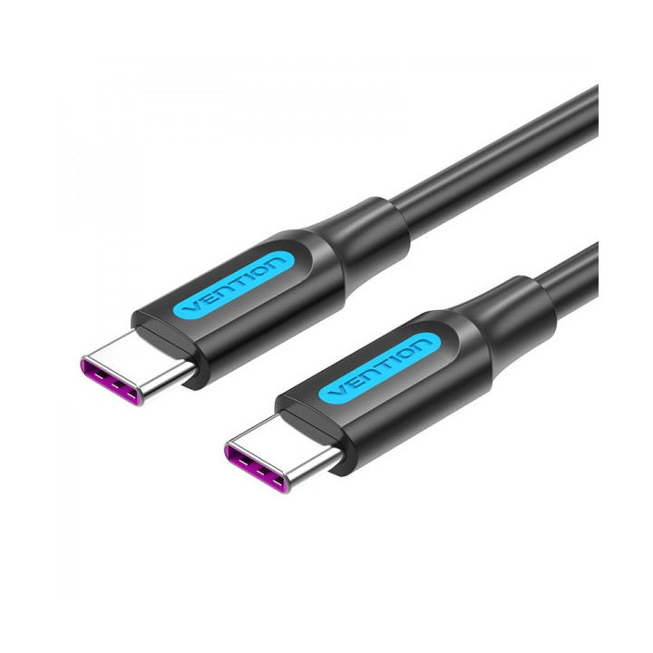 Vention Cable USB-C Macho a USB-C Macho - 1.5m - 5A PD100W - Color Negro