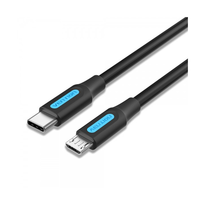 Vention Cable USB-C Macho a MicroUSB Macho - 0.5m - 2A 10W 480Mbps - Color Negro