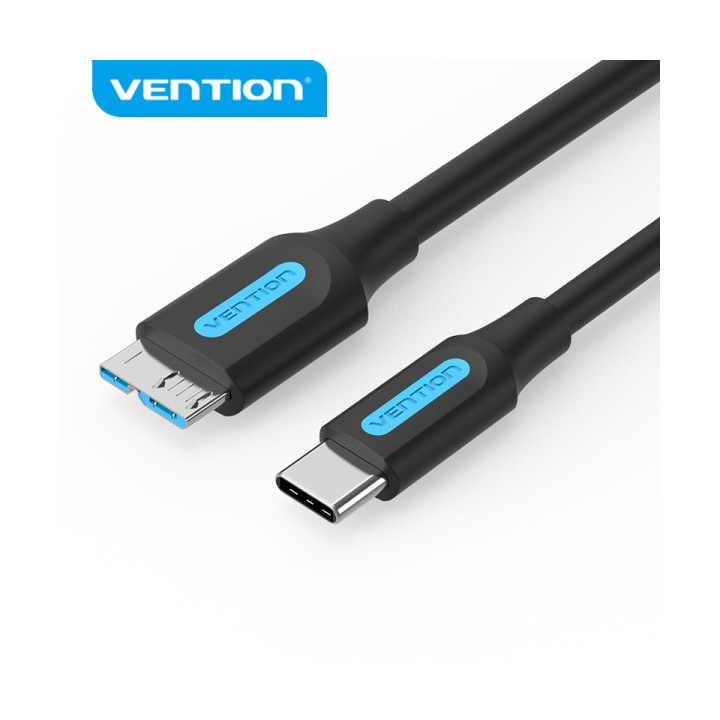 Vention Cable USB 3.0 C-Micro-B - Transmision 5Gbps - Conductor Cobre Estaño - Carcasa PVC - Color Negro