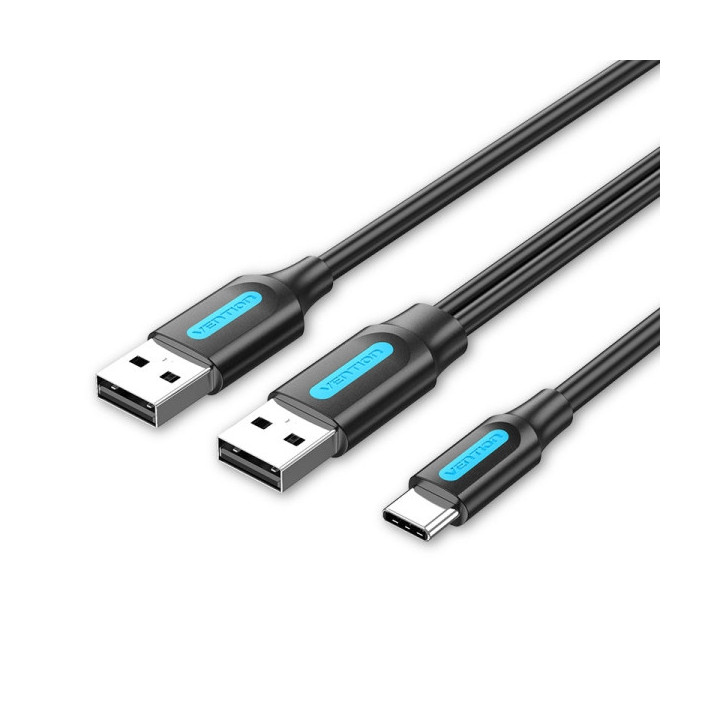 Vention Cable USB-C a 2xUSB-A 2.0 3A - 1m - Color Negro