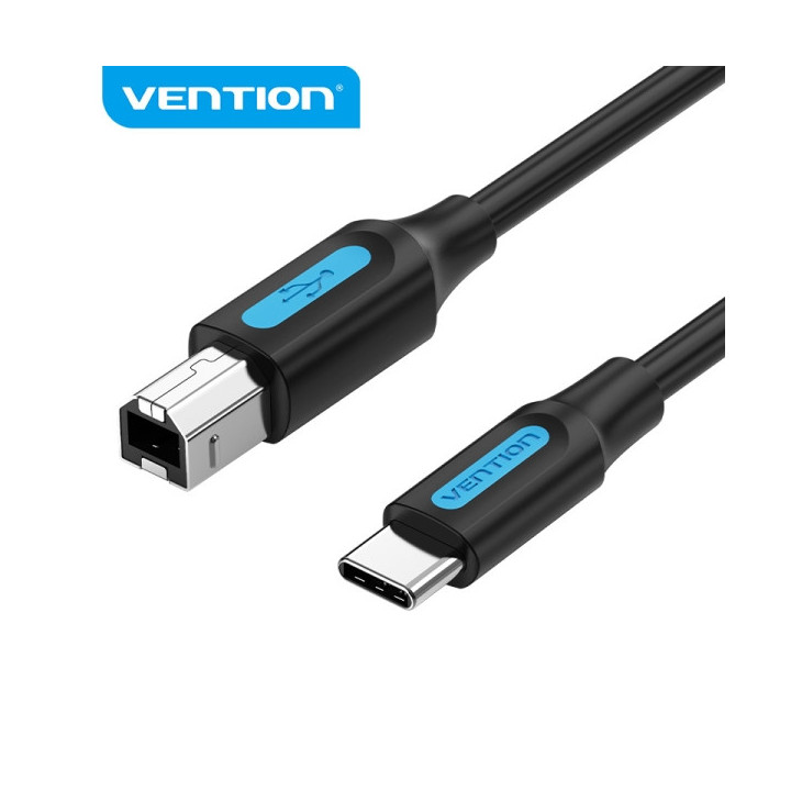 Vention CQUBG Cable de Impresora USB 2.0 Tipo C a B - Transferencia 480 Mbps - 2A - Color Negro