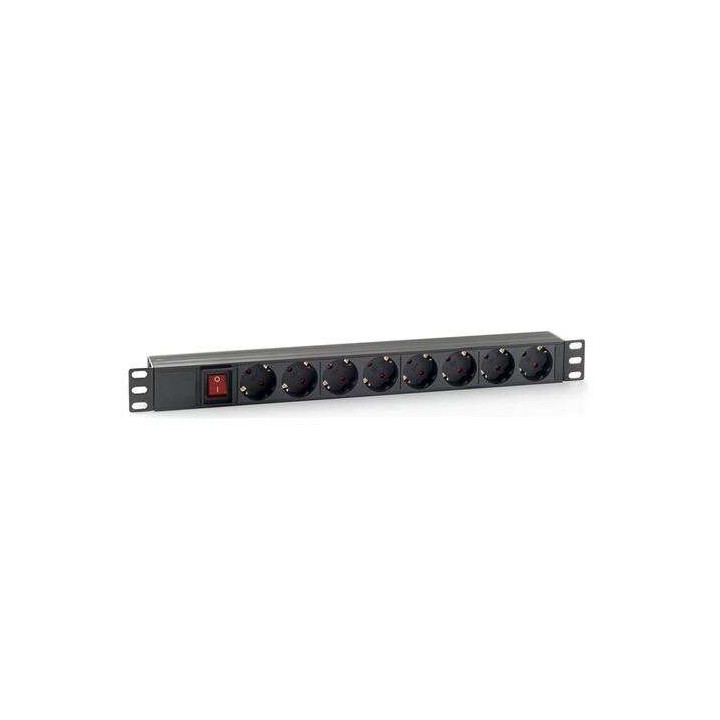 Cromad Regleta 8 Shuckos para Montaje en Rack 19" 1U - Interruptor On/Off - Carcasa de Plastico - Cable de 1.80m