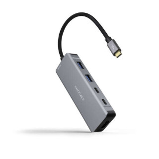 Nanocable HUB USB-C 6 en 1 - Conversor USB-C 3.2 GEN1 5G a 2 x USB-A + 2 x USB-C + HDMI + USB-C PD 100W - Aluminio - 15 cm - Co