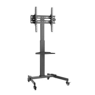 Cromad Soporte de Suelo con Ruedas para TV 32"-55" - Bloqueo de Ruedas - Ajustable en Altura - Bandeja Multiusos - Peso Max 35K