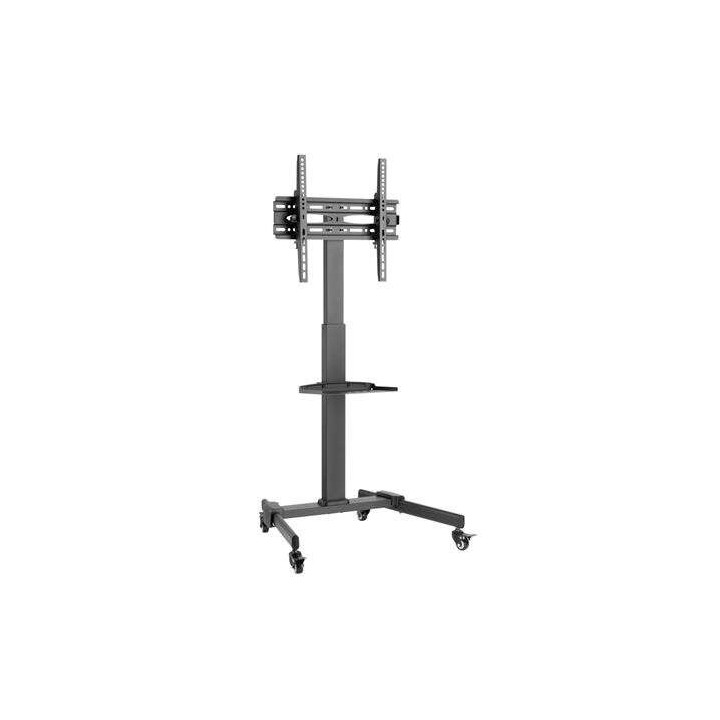 Cromad Soporte de Suelo con Ruedas para TV 32"-55" - Bloqueo de Ruedas - Ajustable en Altura - Bandeja Multiusos - Peso Max 35K
