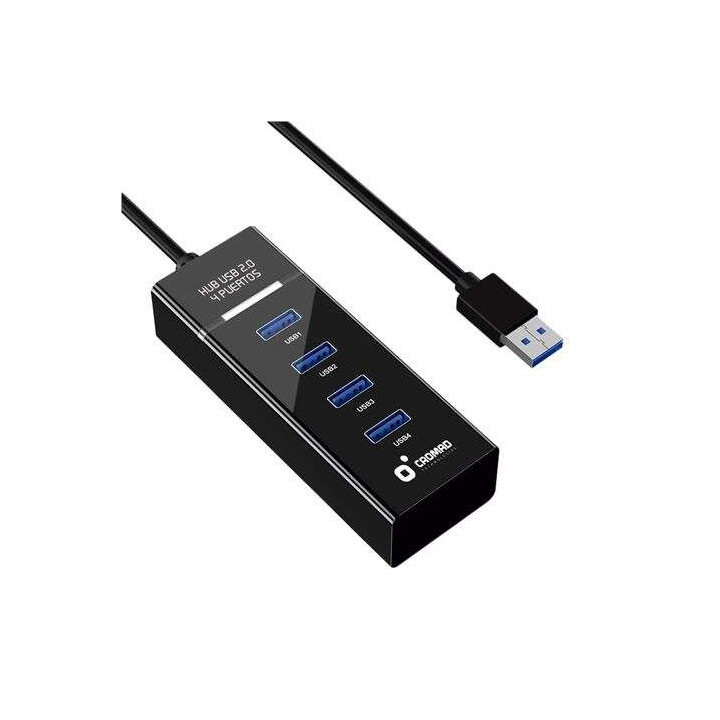 Cromad Cable USB 2.0 - Longitud 30cm - Indicador LED - Velocidad de Transferencia 480 Mbps - 4 Puertos - Sin Instalacion - Comp