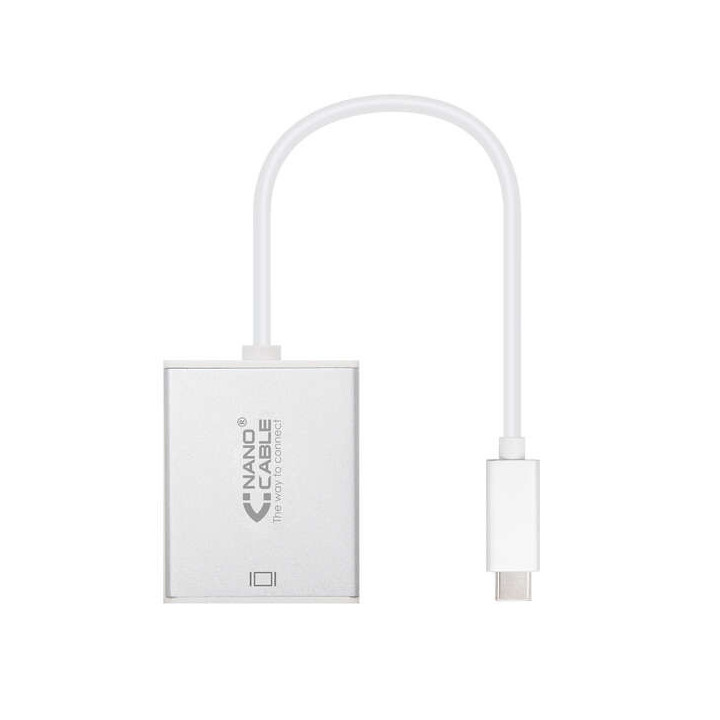 Nanocable Conversor USB-C a VGA. USB-C/M - VGA/H - Aluminio - 10 cm - Color Gris