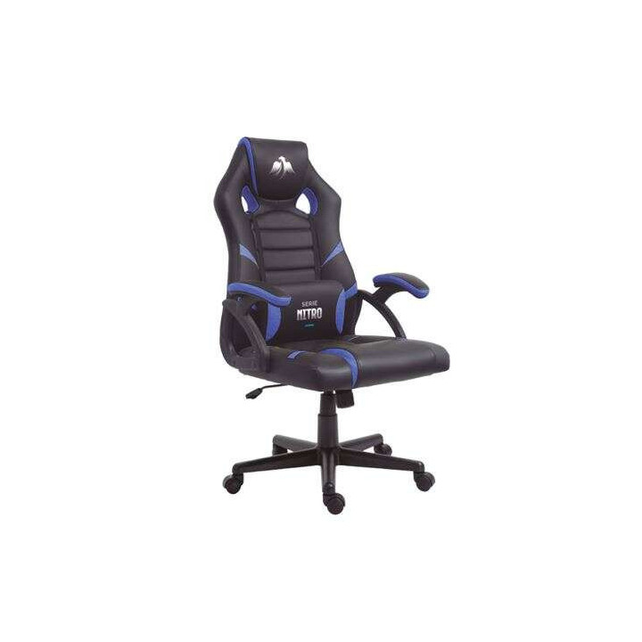 Cromad Serie Nitro Silla Gaming - Altura Regulable con Piston de Gas Clase 2 - Cojin Lumbar - Color Negro/Azul