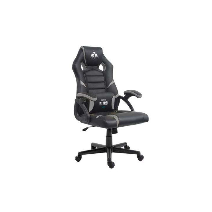 Cromad Serie Nitro Silla Gaming - Altura Regulable con Piston de Gas Clase 2 - Cojin Lumbar - Color Negro/Gris