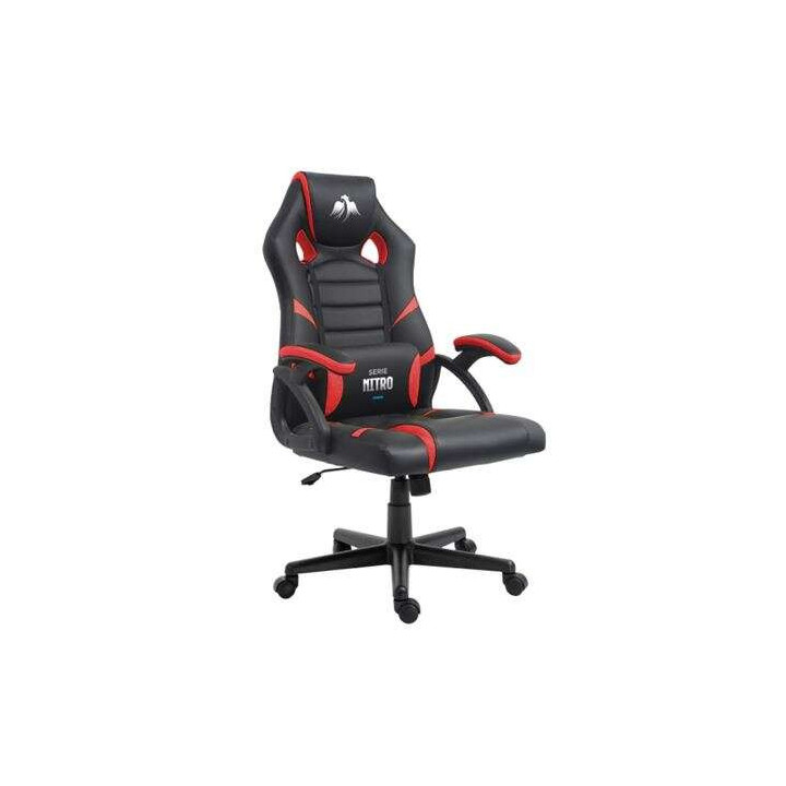 Cromad Serie Nitro Silla Gaming - Altura Regulable con Piston de Gas Clase 2 - Cojin Lumbar - Color Negro/Rojo