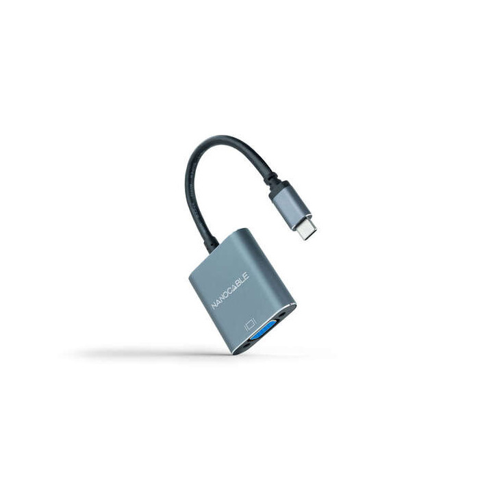 Nanocable Conversor USB-C A VGA - Aluminio - 10cm - Color Gris