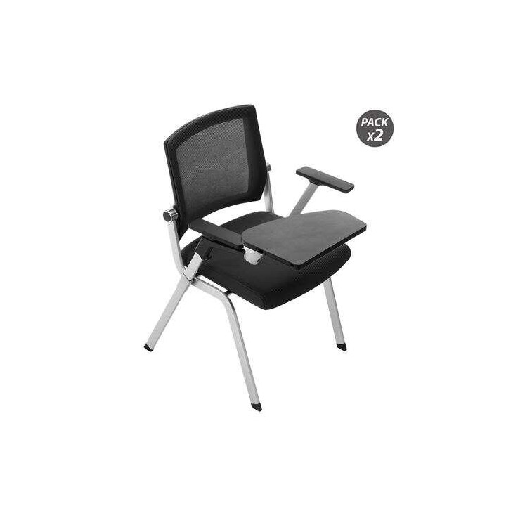 Cromad Pack de 2 Sillas Confidente con Pala Abatible - Acolchado Extra Grueso - Tableta Resistente - Brazos Moviles - Asiento P