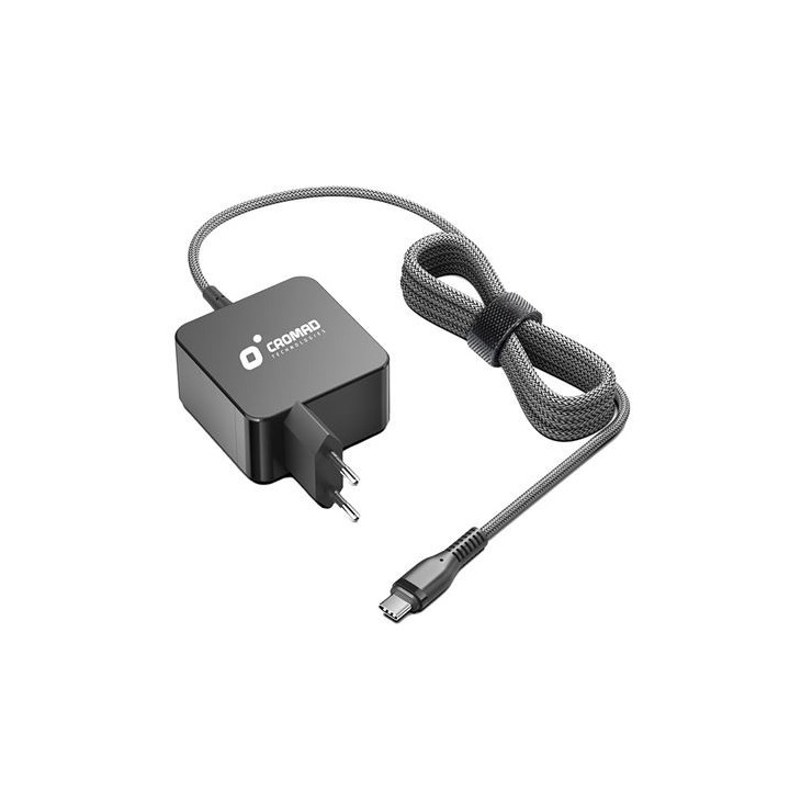 Cromad CR1204 Cargador Universal de Pared para Portatil USB-C 65W - Carga Rapida PD 3.0 - Cable de 1.50m - Color Negro