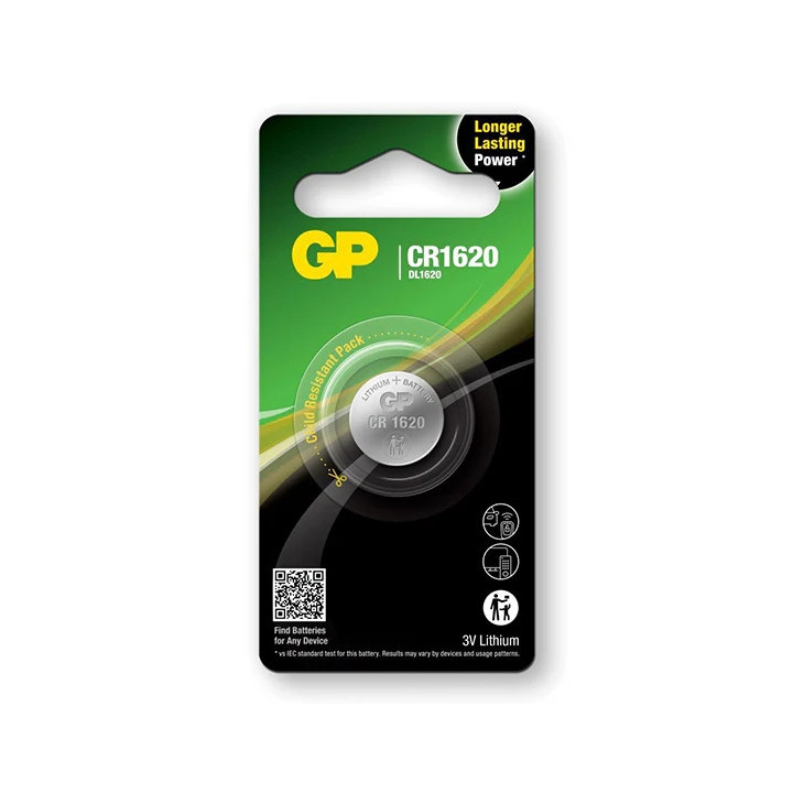 GP Lithium CR1620 Pack de 1 Pila 3V
