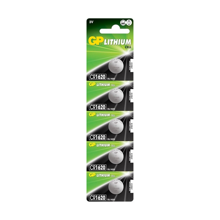GP Lithium CR1620 Pack de 5 Pilas 3V