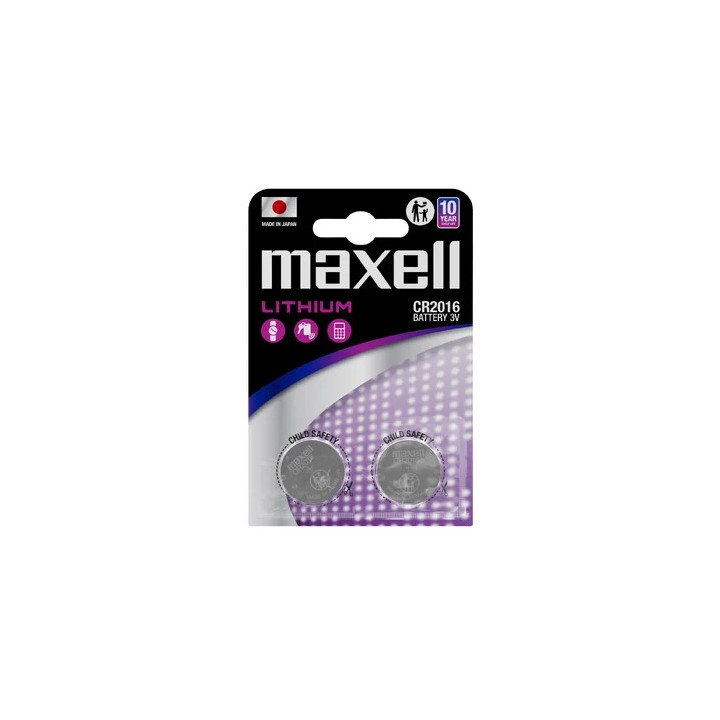 Maxell Pack de 2 Pilas Litio de Boton CR2016 3V