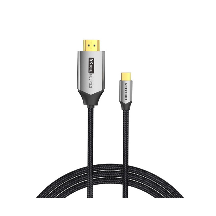 Vention Cable USB-C a HDMI 4K - Alta Resolucion 4K@60Hz - Plug & Play - Conectores Chapados en Oro - Color Negro