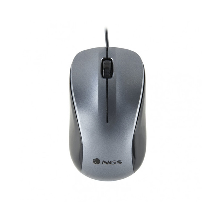 NGS Crew Raton USB 1200dpi - 3 Botones - Uso Ambidiestro - Cable de 1.30m - Color Gris/Negro