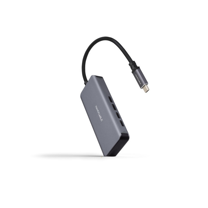 Nanocable Hub USB-C 3.2 con 4x Puertos USB-C 3.2 - Velocidad de Transferencia de hasta 5Gbps - Cable de 0.10m