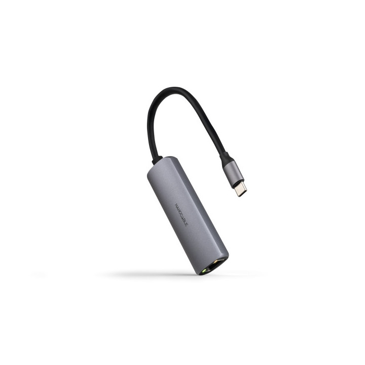 Nanocable Adaptador de Red USB-C a Ethernet Gigabit 10/100/1000 Mbps - USB-C 100W - Aluminio - 18cm - Color Gris