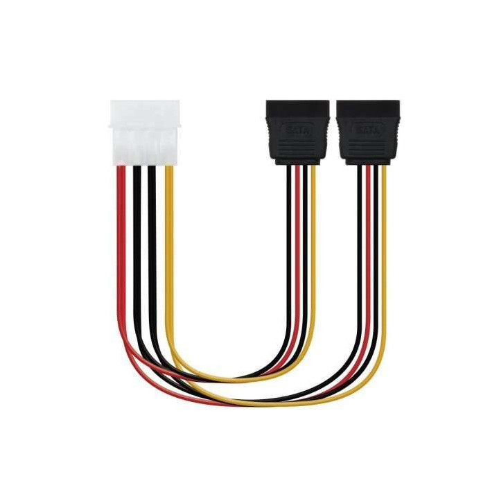 Nanocable Cable SATA Alimentacion 5.25" Molex 4pin Macho a 2x SATA Hembra 0.20m OEM