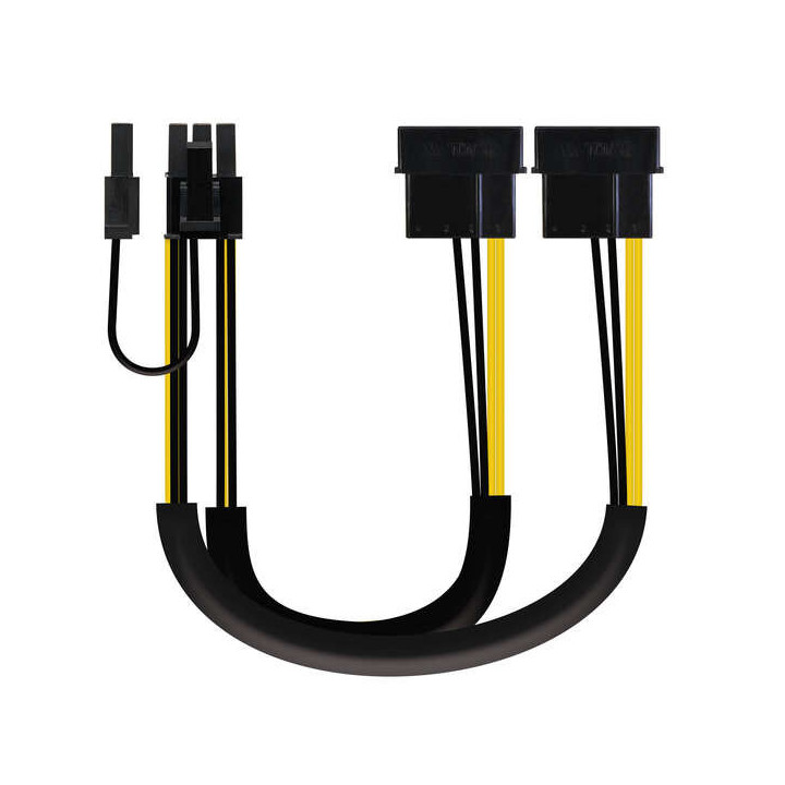 Nanocable Cable de Alimentacion para Tarjeta Grafica 2x Molex 4pin Macho a PCI-E Molex 6+2pin Macho 0.20m