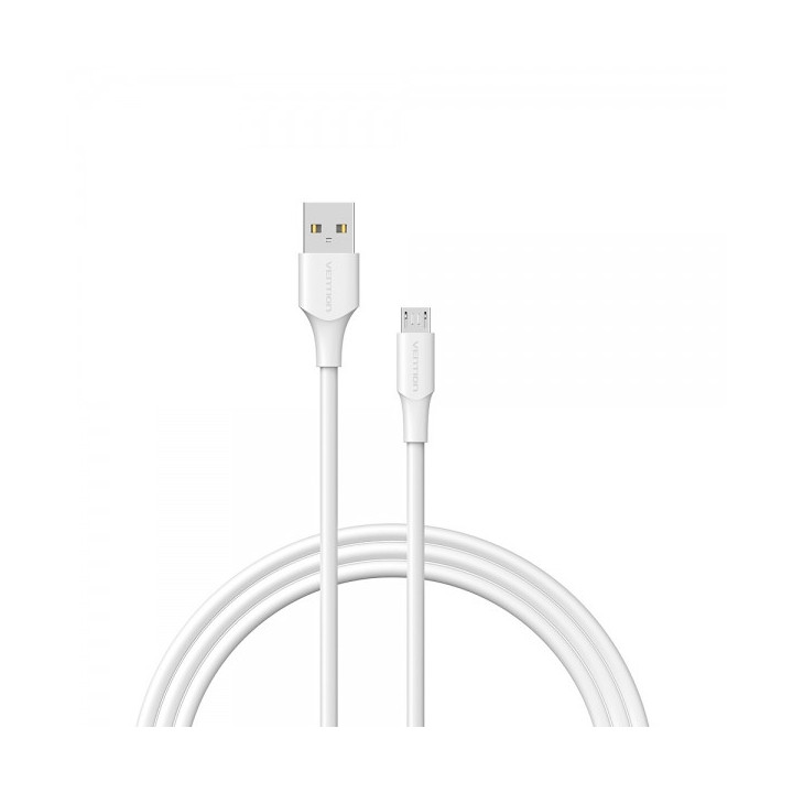 Vention Cable USB 2.0 Macho a MicroUSB Macho - 2m - 3A - 60W - 480Mbps - Color Blanco