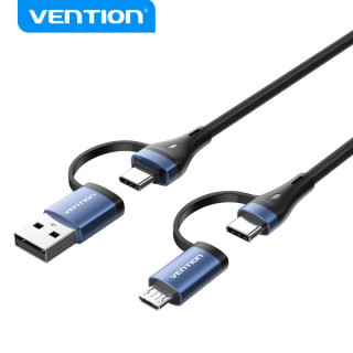 Vention Cable 4 en 1 USB-C - Carga Rapida 100W - Transferencia 480 Mbps - Chip E-Marker - Construccion Trenzada Duradera - Colo