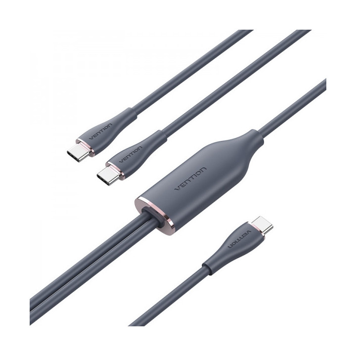 Vention Cable USB-C Macho a 2xUSB-C Macho 5A - 100W - 480Mbps - 1.5m - Color Blanco