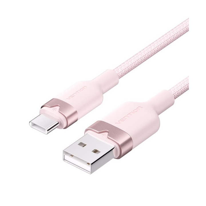 Vention Cable USB-C 2.0 a USB-A 3A 60W - 1m - Trenzado - Color Rosa