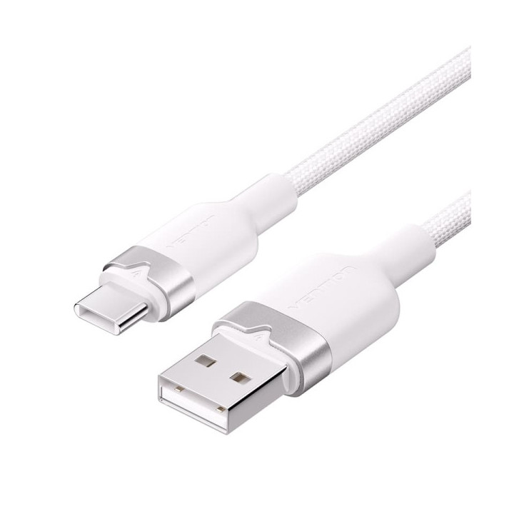 Vention Cable USB-C 2.0 a USB-A 3A 60W - 1m - Trenzado - Color Blanco
