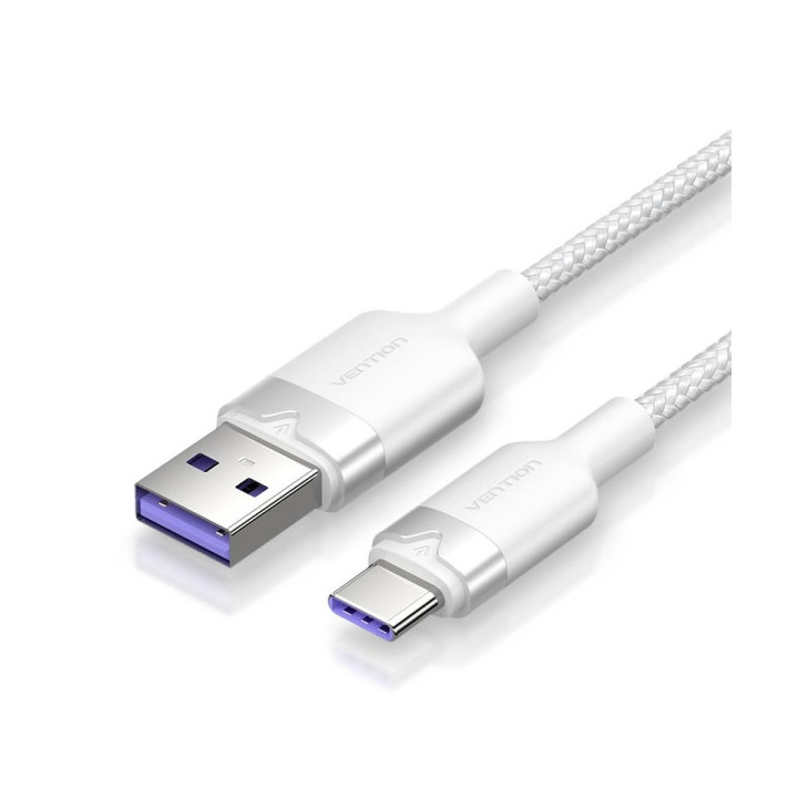 Vention Cable USB-C 2.0 a USB-A 6A 100W - 1m - Trenzado - Color Blanco