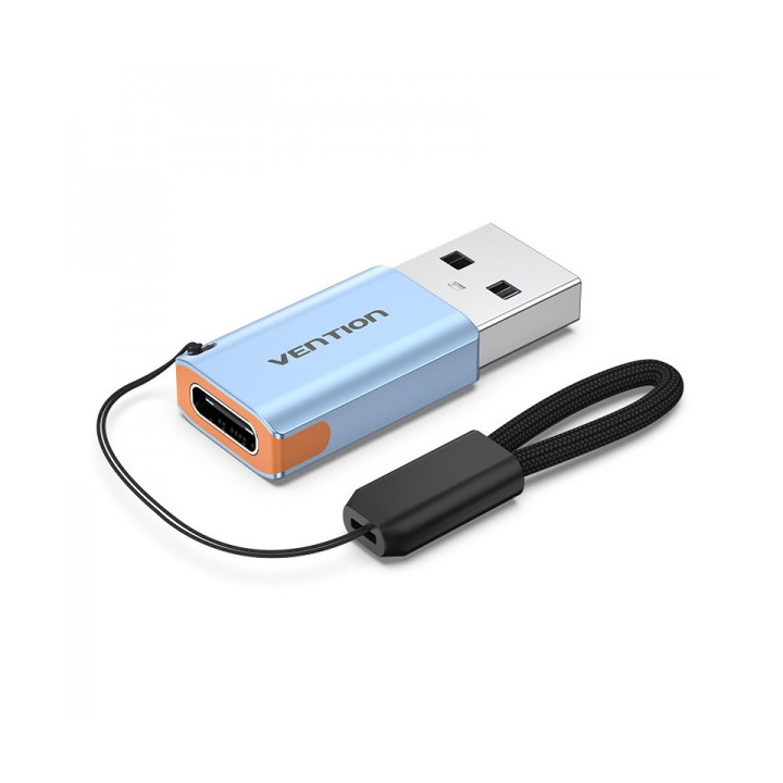 Vention Adaptador USB 3.1 Macho a USB-C Hembra con Lanyard - Aluminio Gris