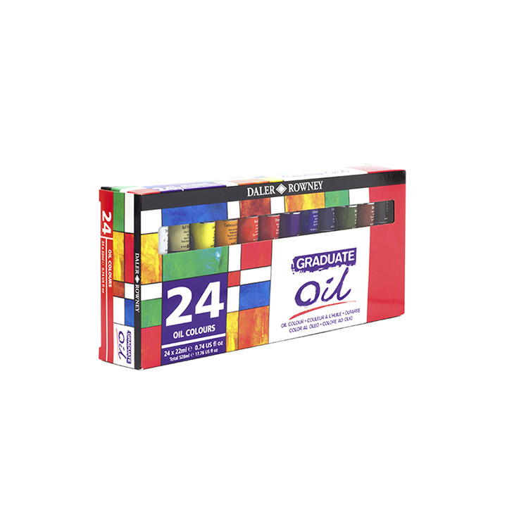Daler Rowney Graduate Pack de 24 Pinturas al Oleo - Tubos de Aluminio - 22ml - Colores Surtidos