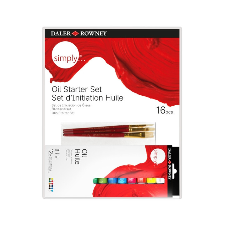 Daler Rowney Simply Pack de 16 Piezas - Pinturas al Oleo - Set de Iniciacion - Colores Surtidos