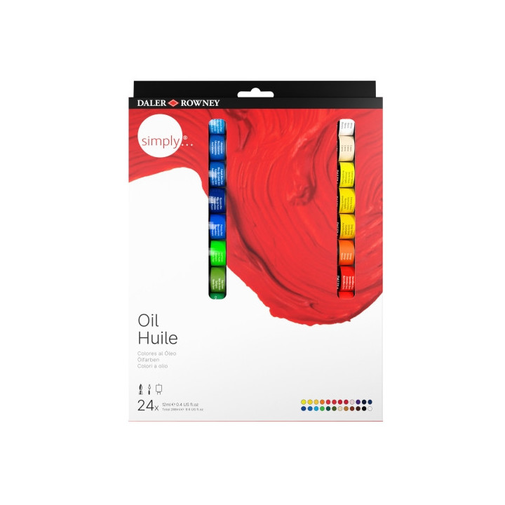 Daler Rowney Simply Pack de 24 Pinturas al Oleo - Tubos de Aluminio - 12ml - Colores Surtidos