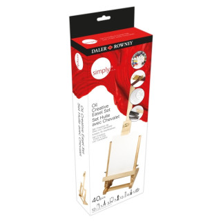 Daler Rowney Simply Creativo Pack de 40 Piezas - Pìntura al Oleo - Caballete - Colores Surtidos