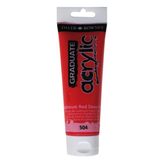 Daler Rowney Graduate Pintura Acrilica - Tubo de Plastico - 120ml - Color Rojo de Cadmio Profundo