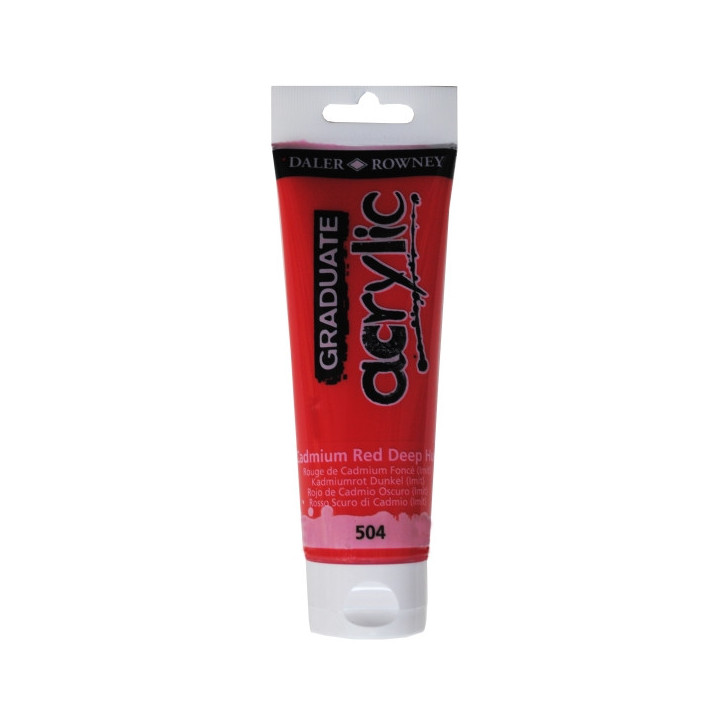 Daler Rowney Graduate Pintura Acrilica - Tubo de Plastico - 120ml - Color Rojo de Cadmio Profundo