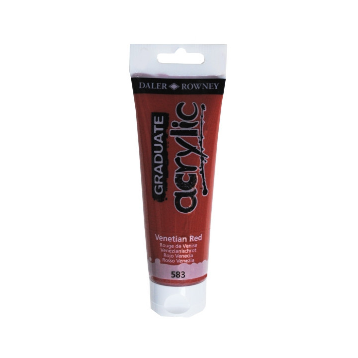 Daler Rowney Graduate Pintura Acrilica - Tubo de Plastico - 120ml - Color Rojo Veneciano