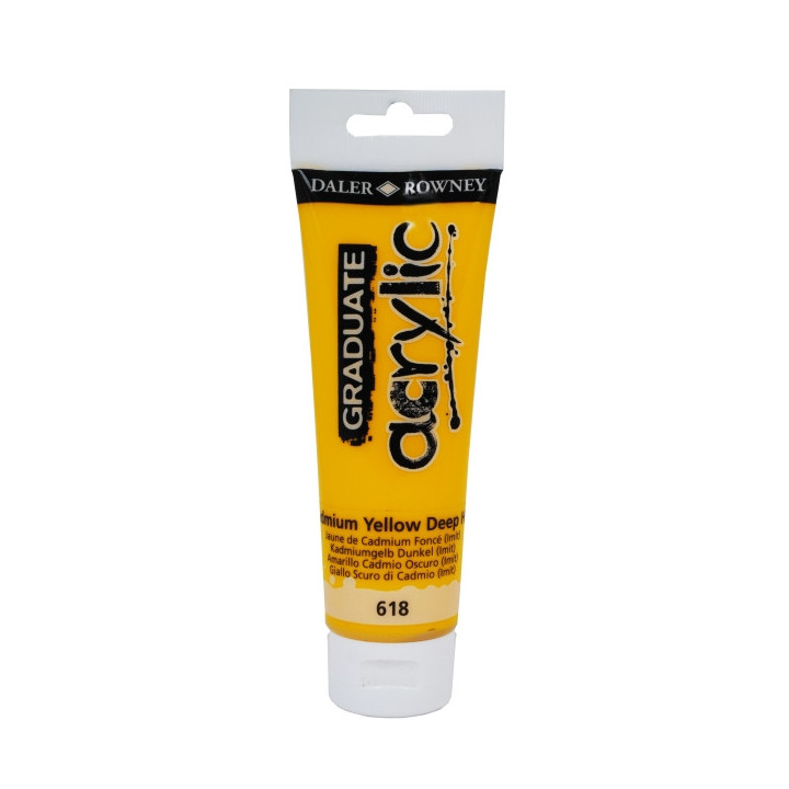 Daler Rowney Graduate Pintura Acrilica - Tubo de Plastico - 120ml - Color Amarillo de Cadmio Profundo
