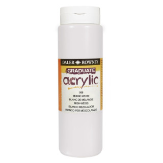 Daler Rowney Graduate Pintura Acrilica - Botella de Plastico - 500ml - Color Blanco de Mezcla