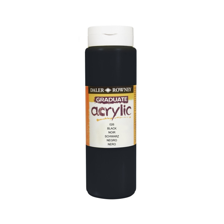 Daler Rowney Graduate Pintura Acrilica - Botella de Plastico - 500ml - Color Negro