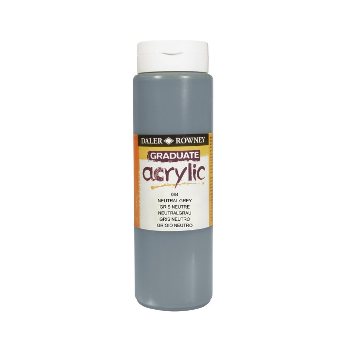 Daler Rowney Graduate Pintura Acrilica - Botella de Plastico - 500ml - Color Gris Neutro