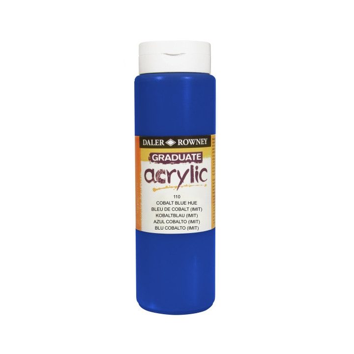 Daler Rowney Graduate Pintura Acrilica - Botella de Plastico - 500ml - Color Azul Cobalto